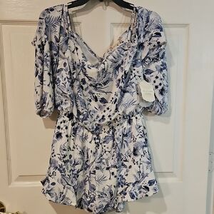 Altar'd State Blue Floral Jumpsuit